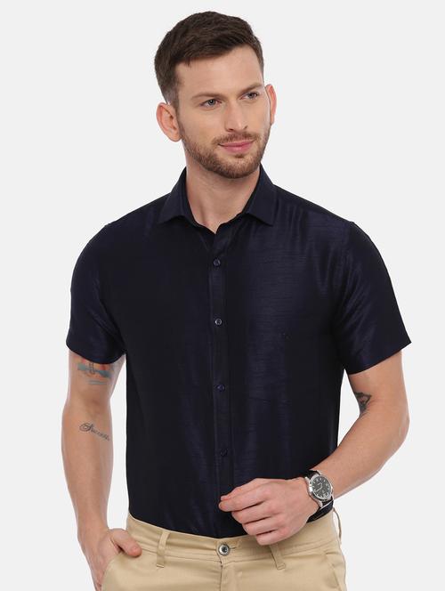 navy blue solid formal shirt - 17537738 - Very Small Image - 1