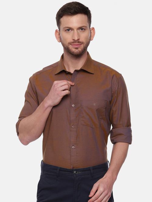 brown solid formal shirt - 17537742 - Very Small Image - 1