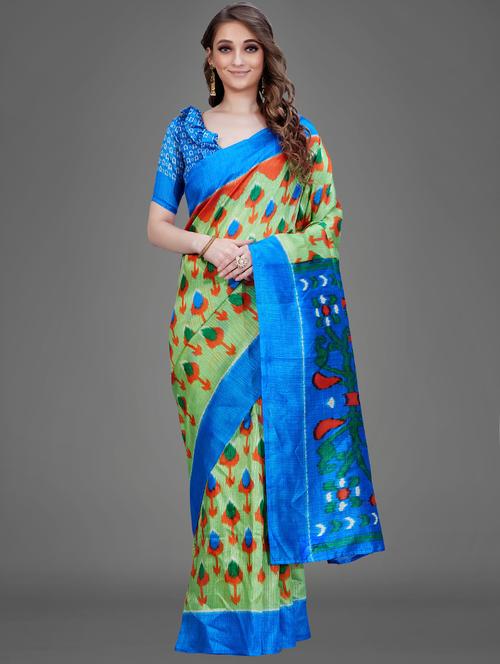 ikat printed saree with blouse - 17539149 - Very Small Image - 1