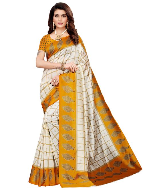 checkered mysore silk saree with blouse - 17539368 - Very Small Image - 1