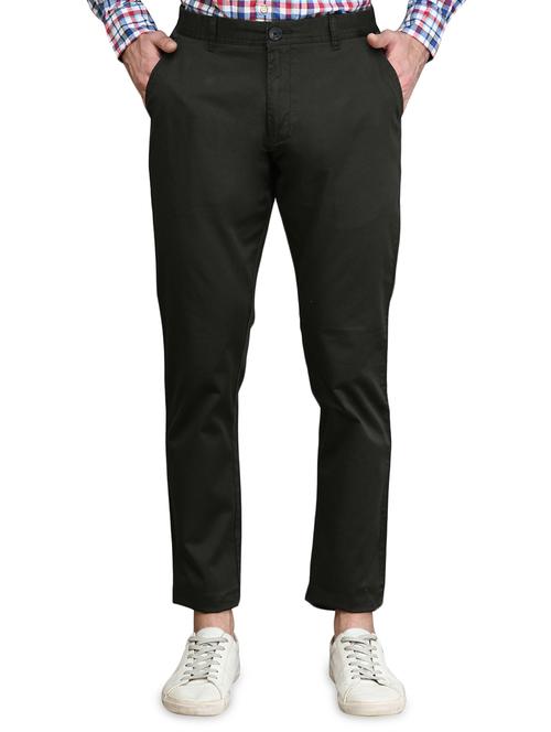 black solid flat front casual trouser - 17540532 - Very Small Image - 1
