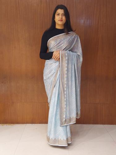 blue swarovski embellished saree  - 17540881 - Very Small Image - 1