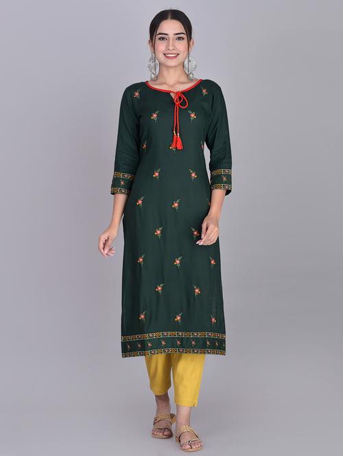 embroidered straight kurta - 17541115 - Very Small Image - 1