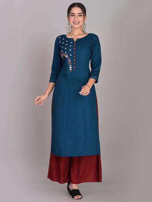 embroidered straight kurta - 17541117 - Very Small Image - 1