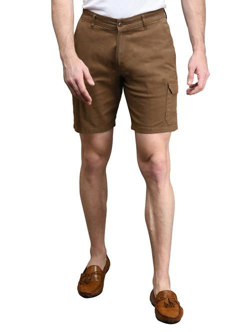brown denim solid short - 17542391 - Very Small Image - 1