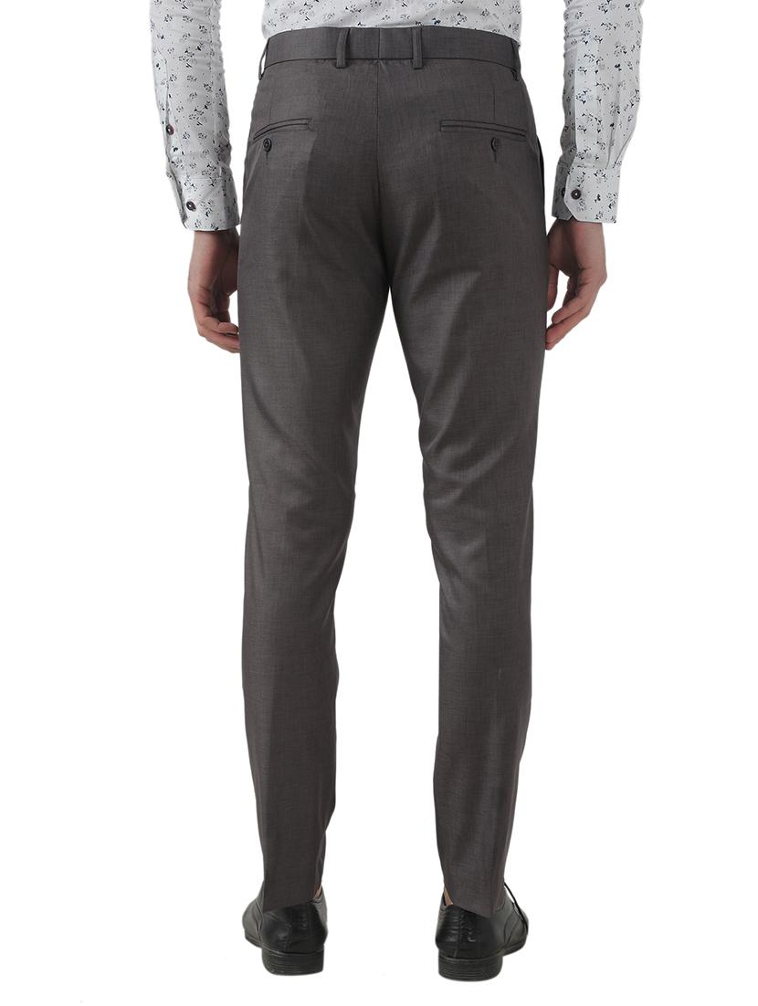 grey solid flat front formal trouser - 17543606 - Standard Image - 2