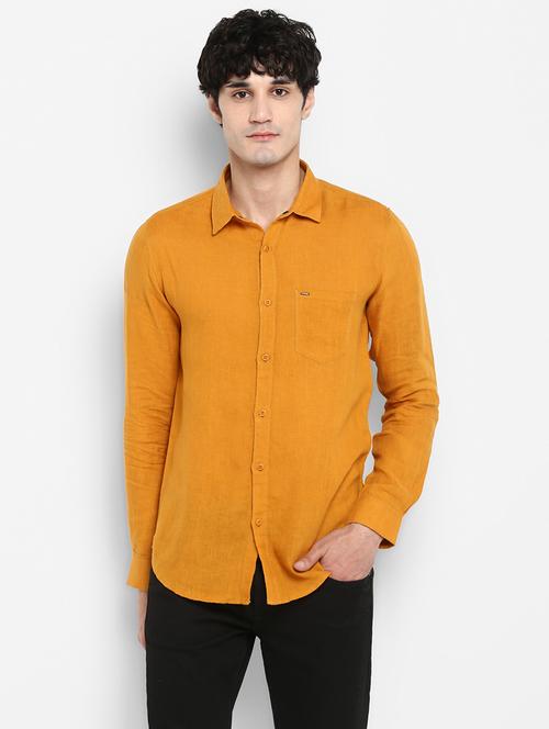 yellow solid casual shirt - 17544529 - Very Small Image - 1