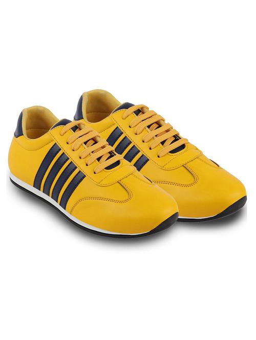 yellow pu lace up sneakers - 17544569 - Very Small Image - 1