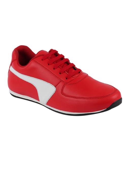 red pu lace up sneakers - 17544572 - Very Small Image - 1