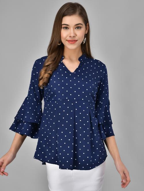 bell sleeved polka dot top  - 17545523 - Very Small Image - 1