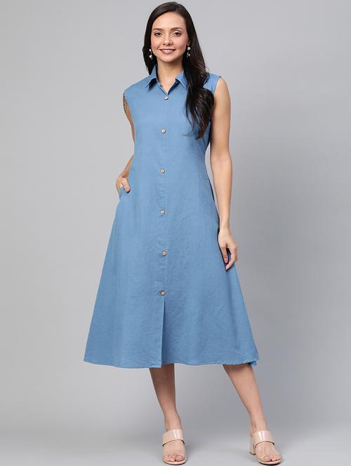tie back solid shirt dress - 17545739 - Very Small Image - 1