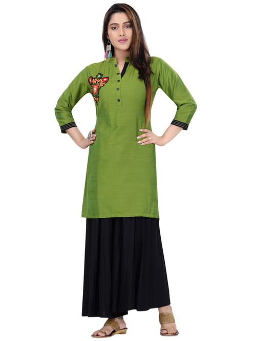 applique work straight kurta - 17545920 - Very Small Image - 1