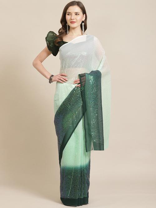 sequin ombre saree with blouse - 17545938 - Very Small Image - 1