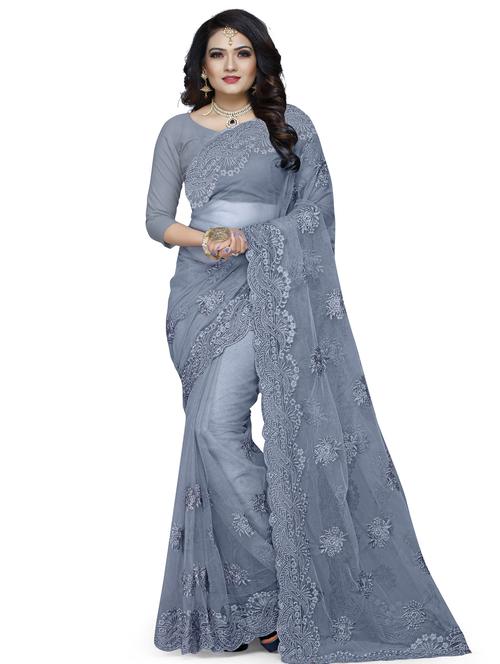 tonal embroidered saree with blouse - 17545951 - Very Small Image - 1