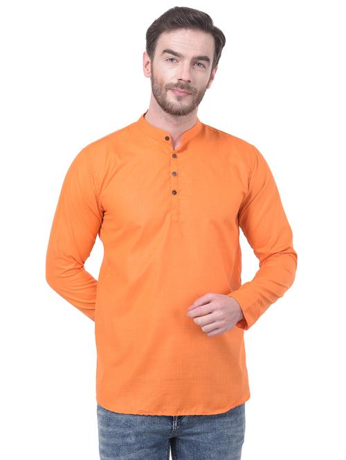 orange solid short kurta  - 17548029 - Very Small Image - 1