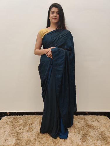 blue crepe silk saree  - 17548895 - Very Small Image - 1