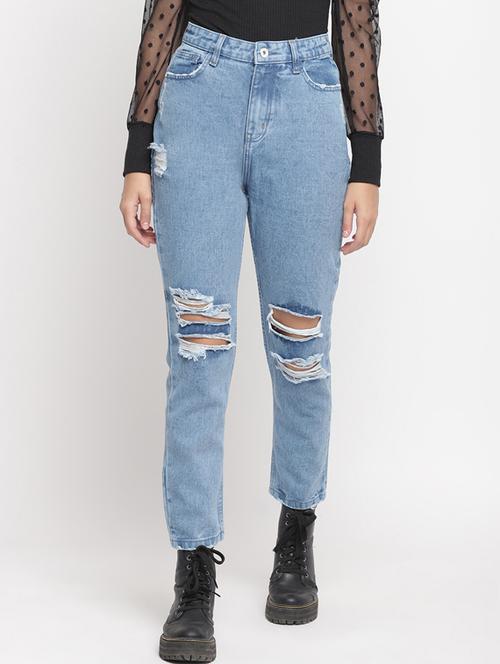 high rise distressed jeans  - 17549070 - Very Small Image - 1