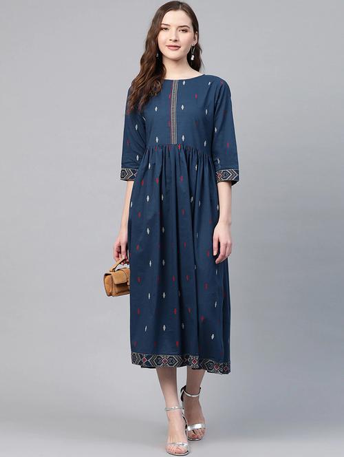 ethnic motifs a-line ethnic dress - 17549886 - Very Small Image - 1