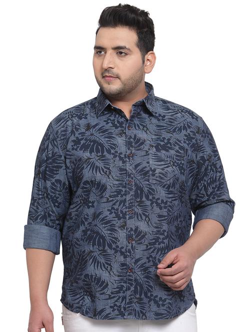plus size blue printed casual shirt - 17550396 - Very Small Image - 1