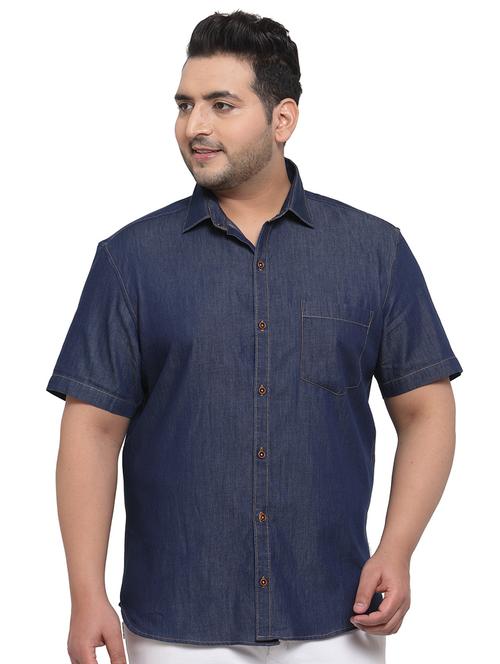 plus size blue solid casual shirt - 17550406 - Very Small Image - 1