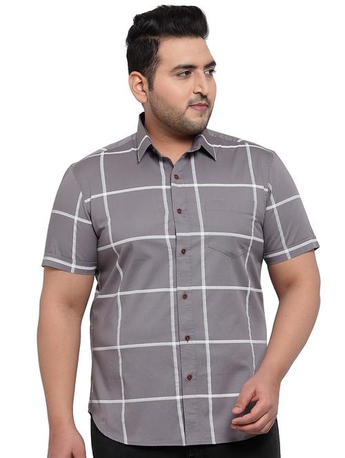 plus size grey checkered casual shirt - 17550422 - Very Small Image - 1