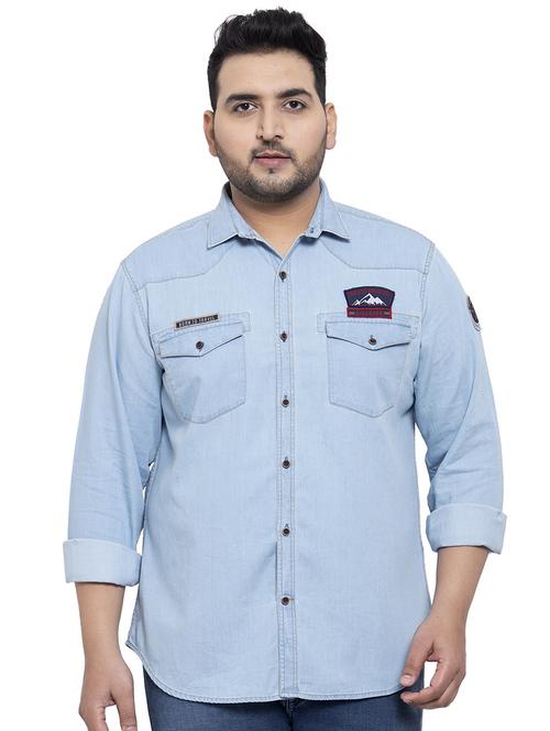 plus size blue solid casual shirt - 17550429 - Very Small Image - 1