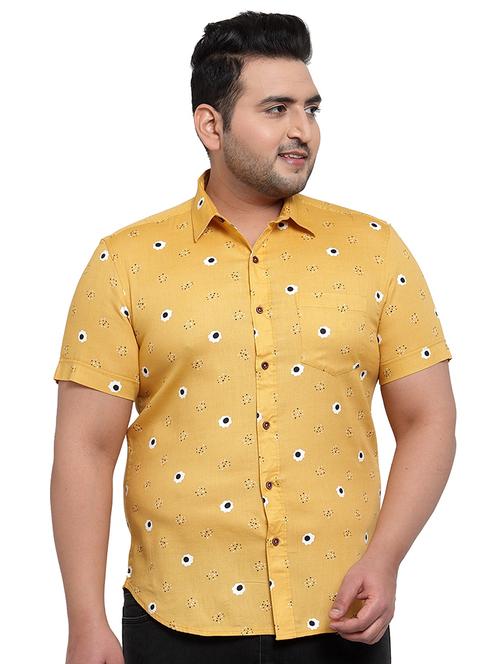 plus size yellow floral print casual shirt - 17550435 - Very Small Image - 1
