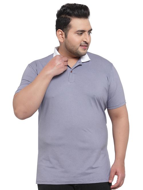 plus size purple striped polo t-shirt - 17550439 - Very Small Image - 1