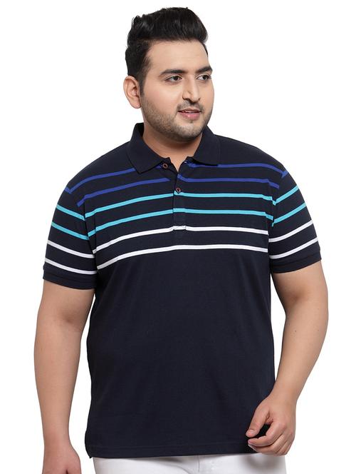 navy blue striped polo t-shirt - 17550447 - Very Small Image - 1