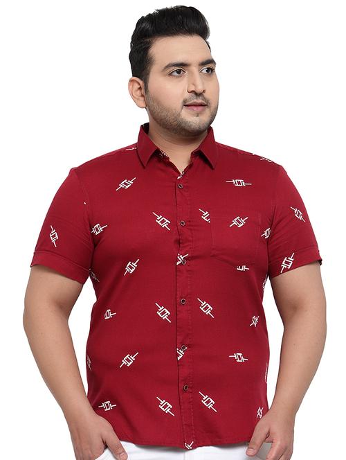 pluss maroon printed casual shirt - 17550448 - Very Small Image - 1