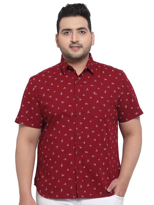 pluss maroon printed casual shirt - 17550451 - Very Small Image - 1