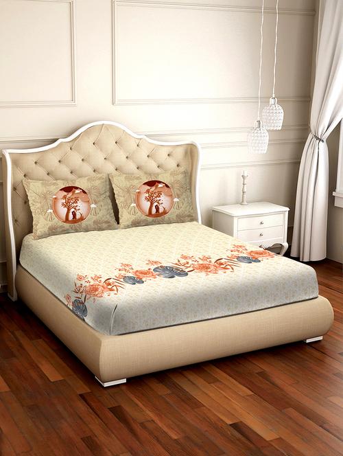 shades of shraddha double bedsheet set super king size 300 tc 100% cotton brown colour - 17550716 - Very Small Image - 1