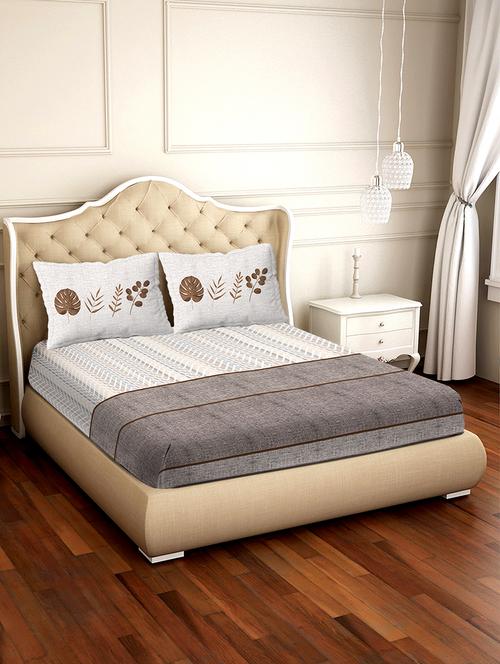 shades of shraddha double bedsheet set super king size 300 tc 100% cotton grey colour - 17550722 - Very Small Image - 1