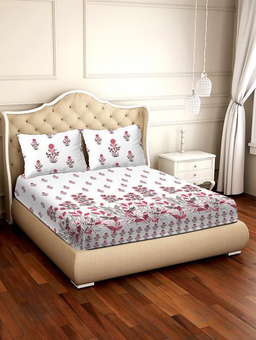 shades of shraddha double bedsheet set super king size 300 tc 100% cotton red colour - 17550727 - Very Small Image - 1