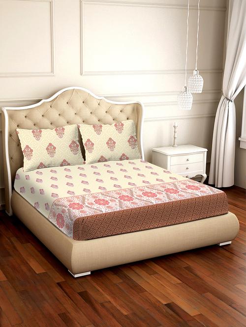 shades of shraddha double bedsheet set super king size 300 tc 100% cotton multi colour - 17550731 - Very Small Image - 1