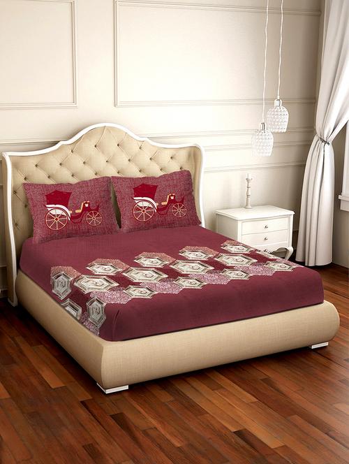 shades of shraddha double bedsheet set super king size 300 tc 100% cotton pink colour - 17550748 - Very Small Image - 1