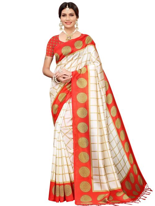 checkered printed saree  with blouse - 17550757 - Very Small Image - 1