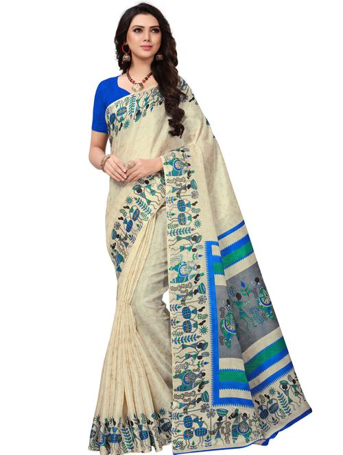 madhubani printed saree with blouse - 17550947 - Very Small Image - 1