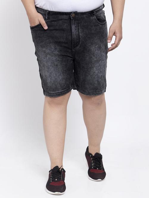 pluss black washed denim short - 17551252 - Very Small Image - 1