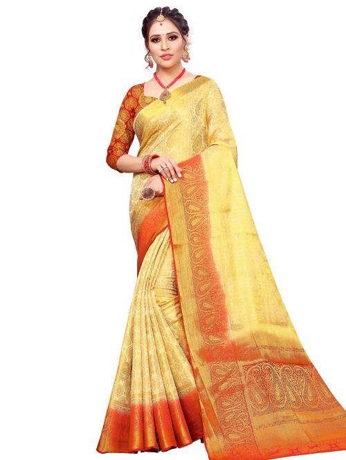 self design kanjivaram saree with blouse - 17552253 - Very Small Image - 1
