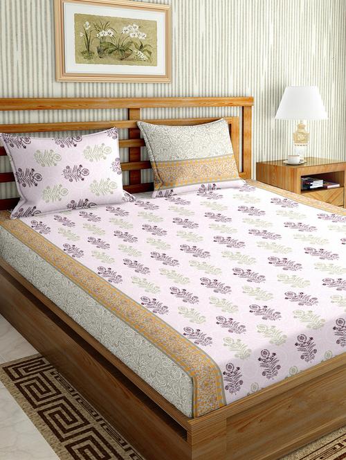 the oscar collection double bedsheet set super king size 180 tc cotton green colour - 17554456 - Very Small Image - 1