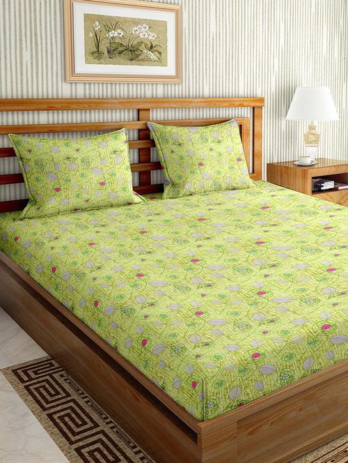 mysterious double bedsheet set king size 180 tc cotton green colour - 17555582 - Very Small Image - 1