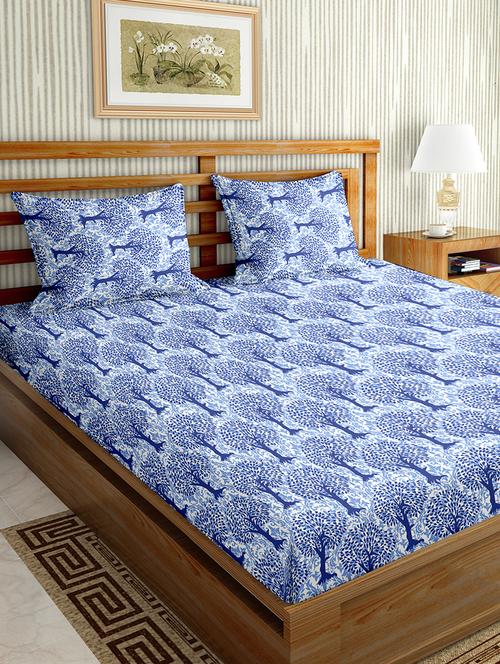 mysterious double bedsheet set king size 180 tc cotton blue colour - 17555586 - Very Small Image - 1