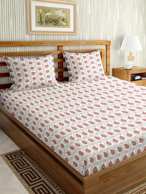 mysterious double bedsheet set king size 180 tc cotton red colour - 17555590 - Very Small Image - 1