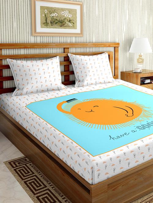 mysterious double bedsheet set king size 180 tc cotton blue colour - 17555616 - Very Small Image - 1