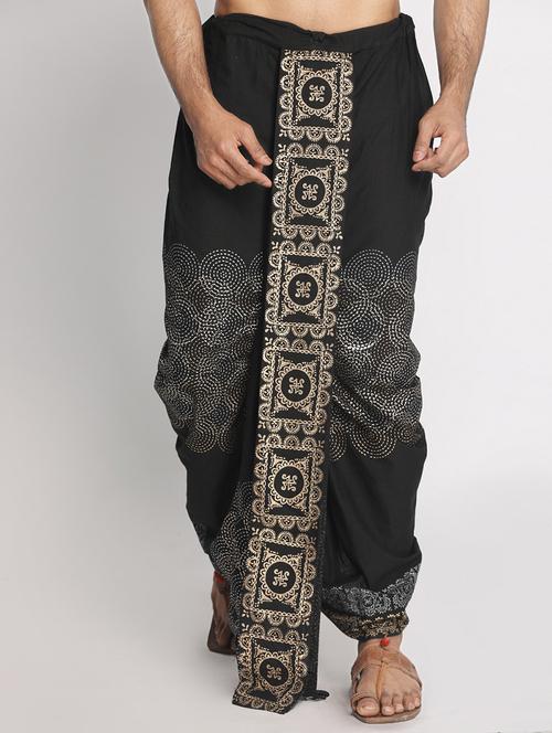 black printed dhoti - 17555745 - Very Small Image - 1