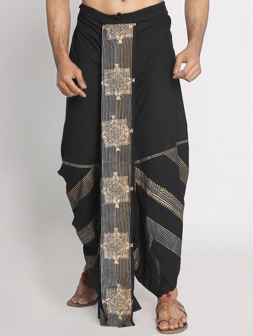 black printed dhoti - 17555747 - Very Small Image - 1