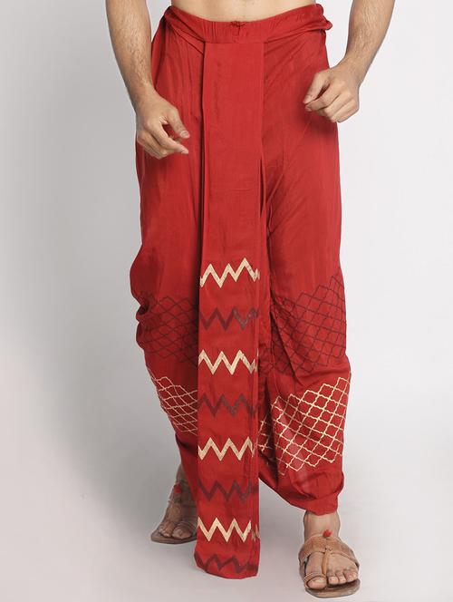 maroon printed dhoti - 17555753 - Very Small Image - 1