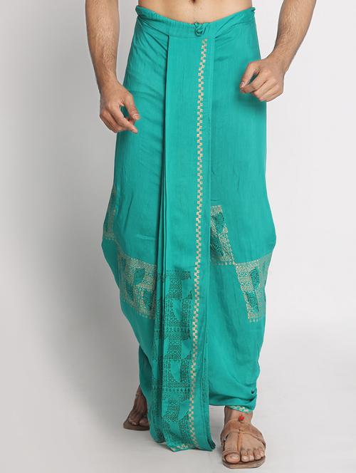 turquoise printed dhoti - 17555762 - Very Small Image - 1