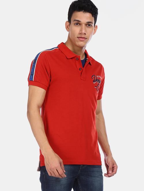 red printed polo t-shirt - 17555895 - Very Small Image - 1